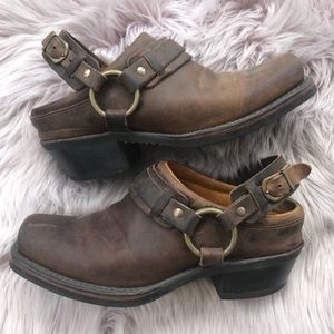 Frye Belted Harness Mules sz 7.5